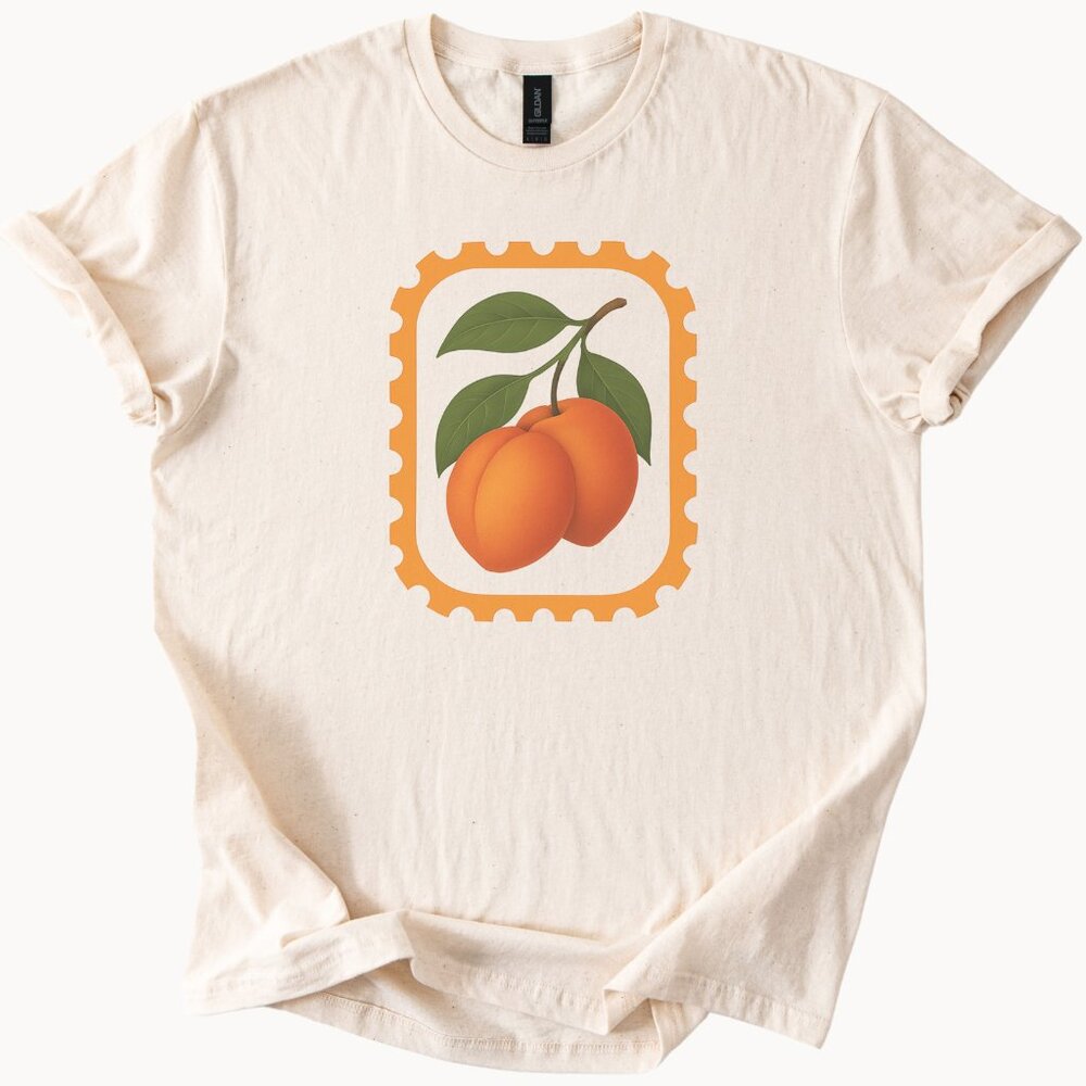 Peach Stamp Graphic T Shirt Cute Fruit Art Tee Summer Peachy Shirt Gift
